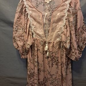 POL Floral Peasant Maxi Dress - Dusty Rose